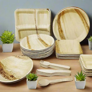 Assiettes en feuilles d'arec en gros, assiettes jetables compostables naturelles, approvisionnement en vrac, fabriqué au Bangladesh - Product Image 1