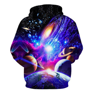 Sudaderas con capucha con estampado digital de galaxia 3D para hombre, suéter de manga larga con cordón, sudadera con bolsillo - Product Image 2