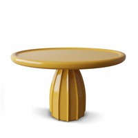 Table de salle à manger ronde moderne sculpturale en laque brillante avec piétement cannelé, fournisseur OEM ODM Vietnam