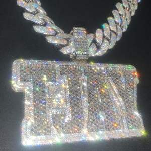 Colgante de letra personalizada de plata chapada en oro rosa de 14 quilates para hombres con moissanita real de 4 quilates para fiestas - Product Image 2