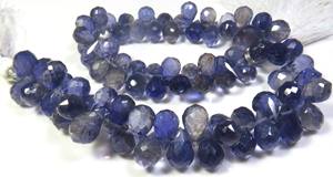 Iolite ลูกปัดหยดน้ำตาแบบเหลี่ยมเพชรพลอยหนา9-10มม. พลอยแซฟไฟร์ธรรมชาติแบบหลวม - Product Image 5