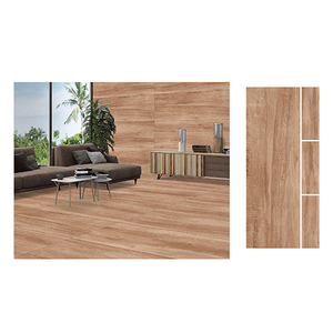 Carrelage de bois en porcelaine mat rustique en céramique brune antidérapante moderne pour le salon - Product Image 1
