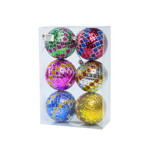 Adornos navideños de plástico hechos a mano de alta calidad, 6 uds., 10cm, acabado brillante, colores surtidos - Product Image 3
