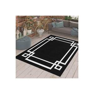 Jacquard fait à la main abstrait tapis numérique imprimé noir cadre détail Polyester matériel rectangulaire tapis pour salon chambre grand - Product Image 4