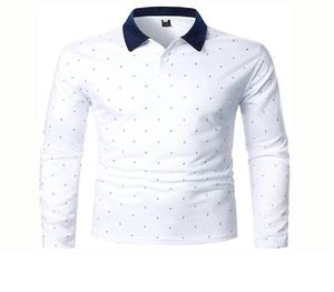 Nouvelle marque de mode Designer de luxe hommes à manches longues pour polo coupe régulière décontracté tissu tricoté Style uni - Product Image 1