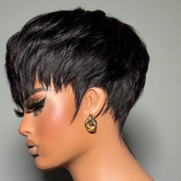 Perruques Courtes Bob Pixie en Cheveux Humains Prêtes à Porter, Perruques Entièrement Façonnées à la Machine, 100% Cheveux Humains Brésiliens pour Femmes Noires