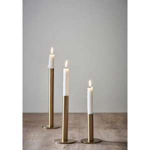 Highly decorative brass <b>candle</b> holder featuring opulent Victorian patterns and a polished <b>gold</b>-tone finished for ambiance - Product Image 1