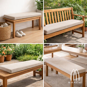 Coussin de banc long en mousse haute densité pour intérieur avec housse amovible et lavable à fermeture éclair – Rangement et supports pour chaussures - Product Image 6