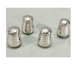 Authentic finished premium quality metal salt and pepper set for traditional dining use and decorative kitchen aesthetics - Product Image 4