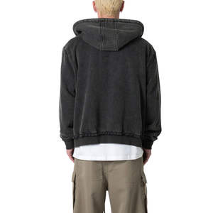 Wholesale 360gsm Digital Print Logo Cropped Zipper Terry <b>Hoodie</b> Blank Full <b>Zip</b> <b>up</b> Vintage Washed Hoodies for Men - Product Image 2