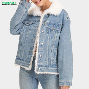 Nouvelle collection de vestes en jean pour femmes, avec manches bouffantes courtes, veste en jean courte et bloc de couleur bicolore rose - Product Image 1