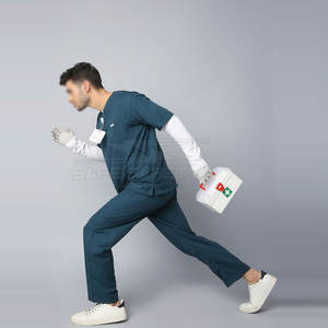 ชุดสครับสำหรับบุรุษ ผลิตภายใต้แบรนด์ส่วนตัว กันน้ำ ระบายอากาศได้ดี ผ้าแคนวาสทางการแพทย์ ปรับแต่งได้ คุณภาพสูง บริการ OEM - Product Image 3