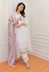 Trendmalls, arte étnico para mujer, seda, bordado Floral, secuencia de trabajo, con Dupatta Salwar () para boda - Product Image 5