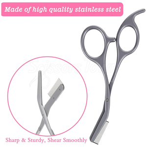 Tijeras de corte de pestañas de acero inoxidable con peine para corte de pestañas de calidad de salón - Product Image 6