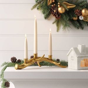Gold Finished 3 <b>Candle</b> <b>Stick</b> <b>Holder</b> <b>Candle</b> Stand for Tabletop Decor - Product Image 1