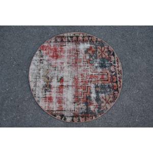 Tapis Kilim Vintage Rouge Noir 2.3X2.3 pieds Grande Surface Laine Turque Latex Support Patchwork Motif Couloir Rectangle 10mm Tapis De Chambre - Product Image 1