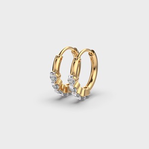 IGI Certified Lab Grown Round Diamond Graduated Hoop <b>Earrings</b> 14K Yellow / White / Rose Gold Diamond Huggie Hoop <b>Earrings</b> - Product Image 2