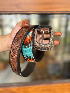 เข็มขัดลูกปัดหนังตะวันตกสําหรับผู้ชายและผู้หญิงมีจําหน่ายในราคาขายส่ง - Product Image 4