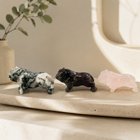 Statue de bouledogue français en cristal naturel, sculpture de chien en pierre polie pour décoration intérieure, souvenir d'animal de compagnie et cadeaux spéciaux