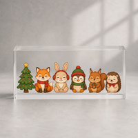 Ornement en acrylique rectangulaire personnalisé, motif de famille de gnomes de Noël mignons, pour la décoration de table de Noël, décoration festive pour la maison