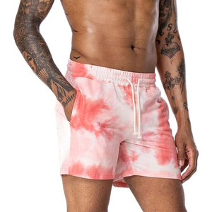 Shorts de sport pour hommes personnalisés avec logo, style streetwear, en coton, tie-dye, respirants, avec poches, écologiques, OEM disponible en gros - Product Image 3