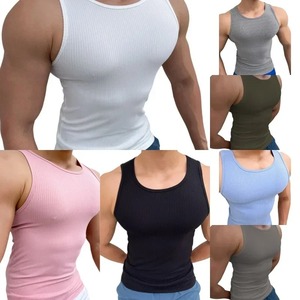 Vente en gros de T-shirts sans manches 4XL 100% coton avec logo personnalisé Débardeurs pour hommes grande taille - Product Image 5
