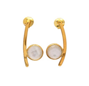 Pendientes de plata de ley 925 con forma redonda, Gema doble de perla, novedad - Product Image 1