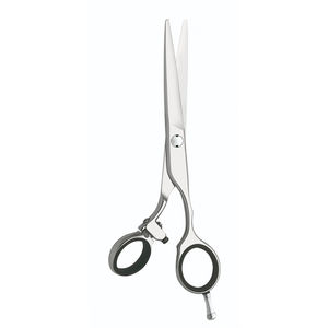 Tijera de corte de pelo de alta calidad, acabado pulido, hoja afilada recta, tijera de peluquería de acero y Metal con reposapiés - Product Image 5