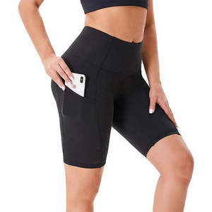 Pantalones cortos para mujer, pantalones cortos de gimnasio de entrenamiento de cintura alta de secado rápido con bolsillos, ropa deportiva transpirable con logotipo personalizado para correr, Yoga, Fitness - Product Image 3