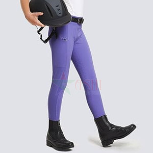Leggings d'équitation pour enfants et femmes, coupe régulière, taille mi-haute, en spandex/polyester, imperméables, coupe-vent, couleur personnalisable - Product Image 5