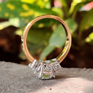 Women's 925 Silver Engagement <b>Ring</b> with Moissanite Three-Stone Cushion Cut Half-<b>Moon</b> Accents for Weddings Parties GIA Certified - Product Image 5