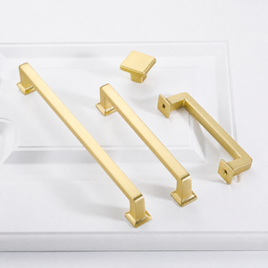 Modern <b>Brass</b> Finish Zinc Alloy Adjustable Furniture Handle Cabinet Dresser Drawer <b>Knob</b> Matte Drawer Pull Kitchen Bathroom Living - Product Image 2