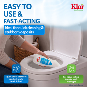 KLAR RTS 3 Eco Sensitive Toilet Bowl <b>Cleaner</b> Liquid 750ml Vegan Fragrance Free Organic Detergent <b>Limescale</b> Ready Eco Certified - Product Image 4