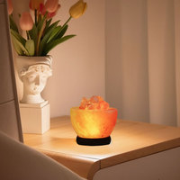 Lampe au sel de l'Himalaya sculpté en cristal avec base LED pour veilleuse atmosphère lampe de chevet pour la décoration de la chambre à coucher à la maison