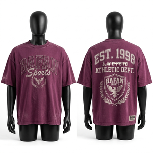 T-shirt homme oversize en coton premium, broderie vintage, impression en relief, logo personnalisé, 100% coton, coupe ample, imprimé. - Product Image 5