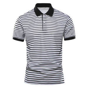 Meilleur matériau tout nouveau t-shirt à manches courtes pour hommes rayures noires et blanches pour polo pour printemps été 100% coton tricoté - Product Image 1