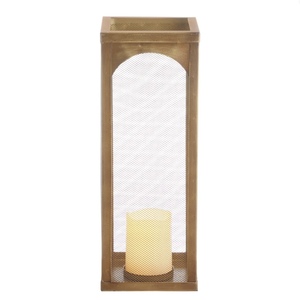 Portavelas cuadrado decorativo con acabado de madera, marco de Metal, huracán para bodas y eventos navideños, agrega un punto focal a las mesas - Product Image 6