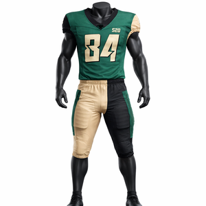 ชุดยูนิฟอร์มอเมริกันฟุตบอลแบบกำหนดเองขายส่ง เสื้อเจอร์ซีย์ กางเกงผ้าตาข่ายระบายอากาศ ชุดกีฬาทีม OEM จำนวนมาก - Product Image 1