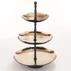 Wholesale Custom <b>3</b>-<b>Tier</b> Metal Iron Hammered <b>Cake</b> <b>Stand</b> Classy Design with Gold Wedding Ceremony Shape for Dessert Serving - Product Image 4