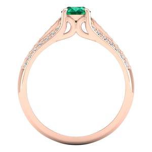 Bague REYES Solitaire en or massif 14 carats plaqué rhodium avec pierre précieuse émeraude ronde de 0,5 carat, certifiée GRA, bijoux en moissanite - Product Image 4