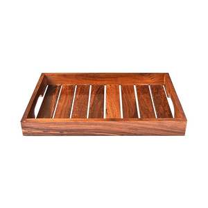 Bandeja para servir en forma de rectángulo de madera de Sheesham para té, café, aperitivos (13x9x1,5) pulgadas para el hogar y la mesa de comedor | Marrón - Product Image 1