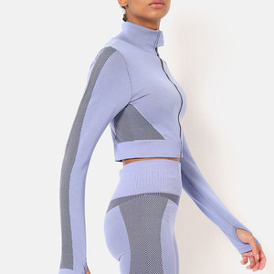 Women's <b>Summer</b> Training Base Layer <b>Top</b> Contour Fit Zip-Up Ribbed Knit Streetwear with Zip-Up Feature T-Shirts - Product Image 2