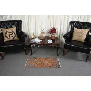 พรมตุรกีแบบคลาสสิก1.4 x 2.9ft สีส้มสีเขียวงานปะวัสดุขนสัตว์ด้านหลังยางสี่เหลี่ยมผืนผ้าสำหรับโถงทางเดินขนาดใหญ่พรม - Product Image 3