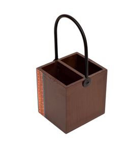 Best Cutlery Stand with Floral Patterns Handcrafted in Wood with Metal Handle for Kitchen Accessories Items - Product Image 3
