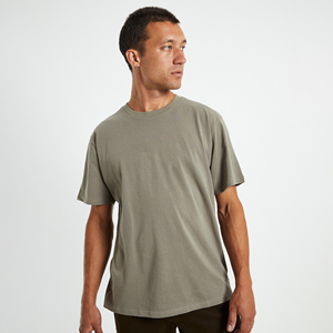 Camiseta personalizada cuello grueso 100% algodón camisetas peso pesado liso anti-pilling gran tamaño cuello redondo Camiseta para hombres - Product Image 5