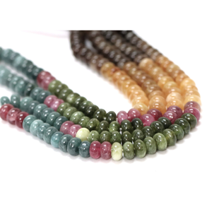 ลูกปัดทัวร์มาลีนควอตซ์ทรงรอนเดลล์เรียบสวยงาม ขนาด 15 นิ้ว 7-8 มม. ลูกปัดพลอยทัวร์มาลีนควอตซ์เรียบ คุณภาพ AAA - Product Image 2