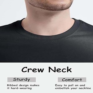 Chemises de couleur noire vêtements pour hommes grande taille coton Polyester de qualité supérieure col rond avec poche respirant hommes t-shirt - Product Image 5
