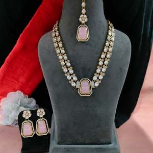 Premium Kundan Stone Long Necklace <b>Set</b> With Maang Tikka Environment Friendly Non Precious Metals Comfortable And Lightweight - Product Image 6