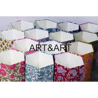 Poubelle en papier faite à la main de capacité de 5L, bloc à main, imprimé floral, poubelle de taille, poubelle décorative pour la maison, grossiste direct