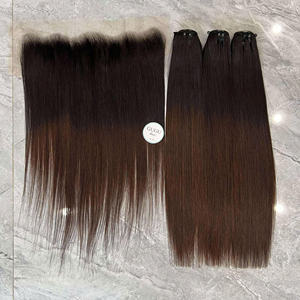 Color de Punta marrón nudo pequeño paquete de cabello crudo vietnamita y encaje frontal 13*4 vendedores doble dibujado a granel gran oferta de alta calidad - Product Image 4